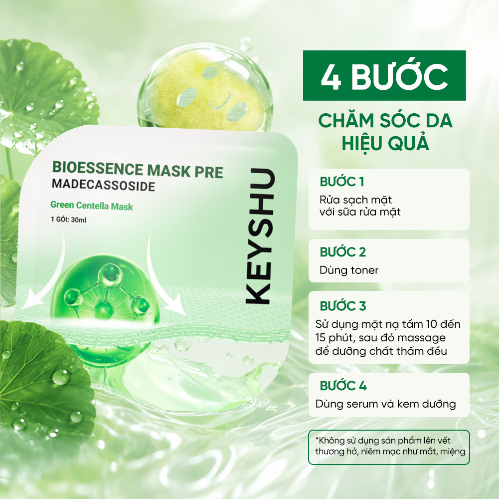 Bioessence Mask Pre - Mặt Nạ Sợi Xơ Rau Má Premium| Dưỡng Ẩm, Làm Mềm Da, Làm Dịu Da | 10 Miếng x 30ML - Ảnh 3