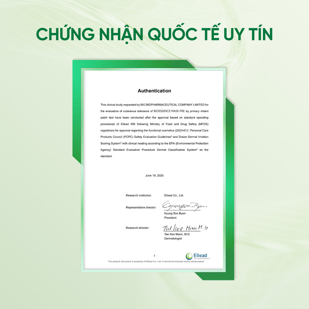Bioessence Mask Pre - Mặt Nạ Sợi Xơ Rau Má Premium| Dưỡng Ẩm, Làm Mềm Da, Làm Dịu Da | 10 Miếng x 30ML - Ảnh 5