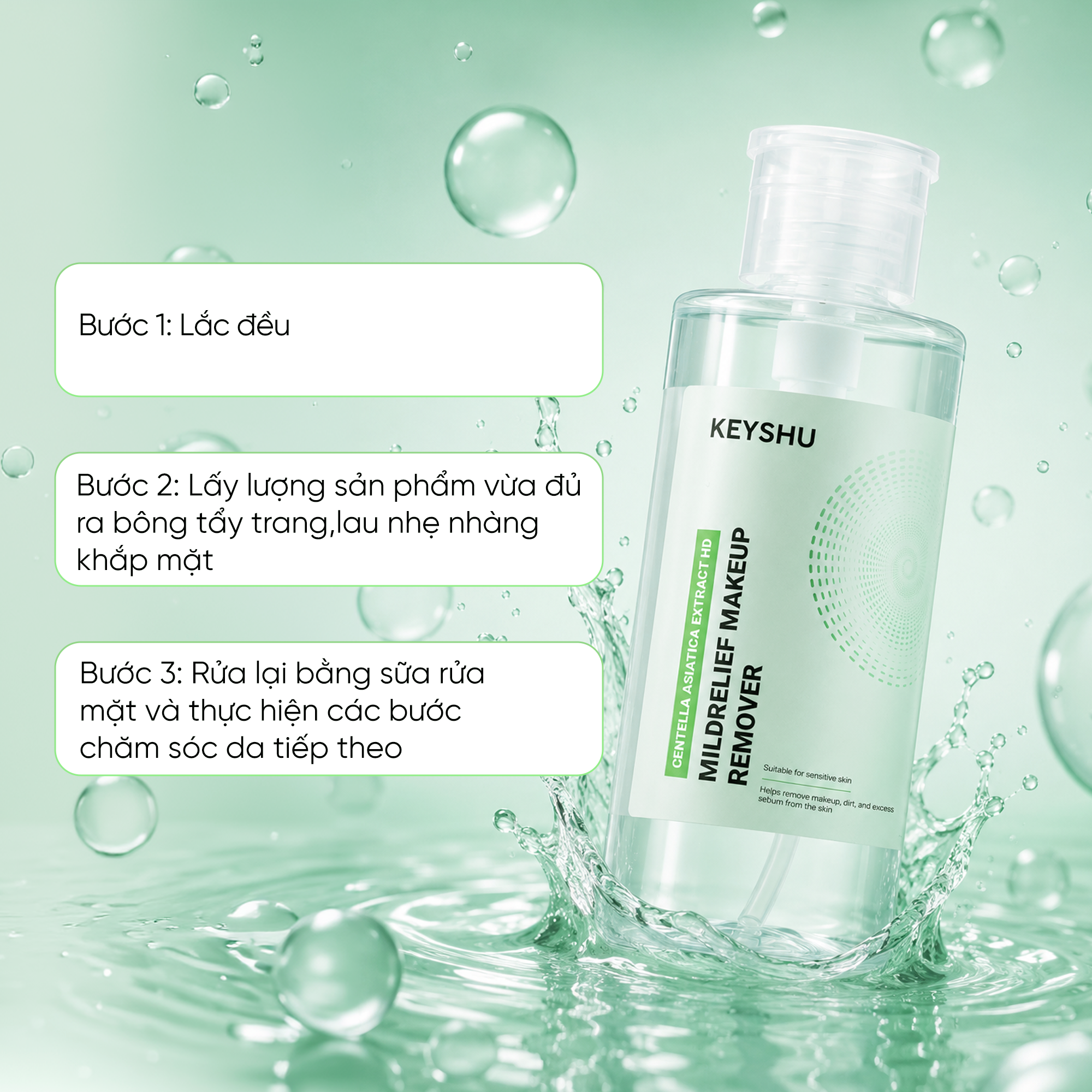 Mildrelief Make Up Remover - Nước Tẩy Trang Cho Da Nhạy Cảm| Làm Sạch Lớp Trang Điểm, Bụi Bẩn Phù Hợp Cho Da Nhạy Cảm - Quà Tặng - Ảnh 3